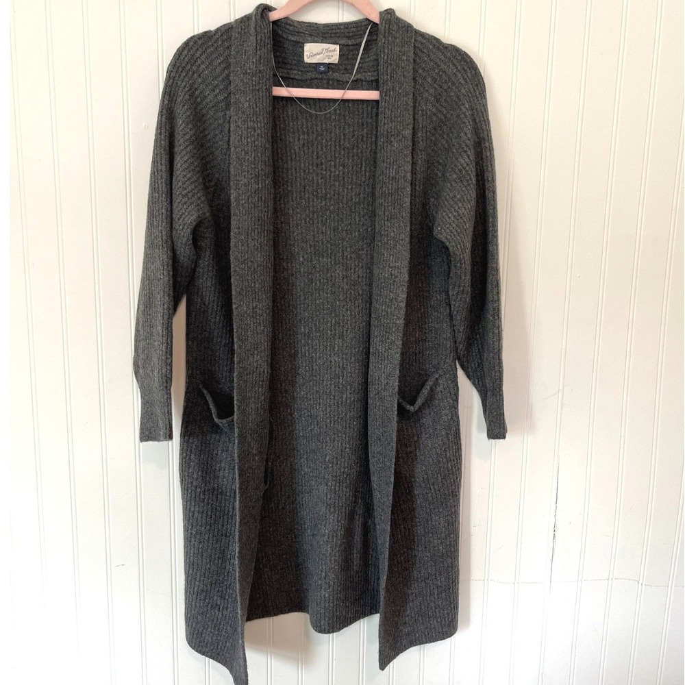 Universal Thread Cardigan Women XS Gray  Longline Ribbed Open Front